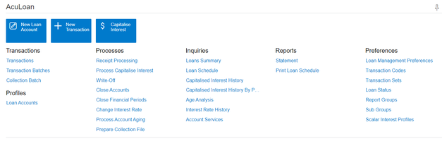 Menu AcuLoan