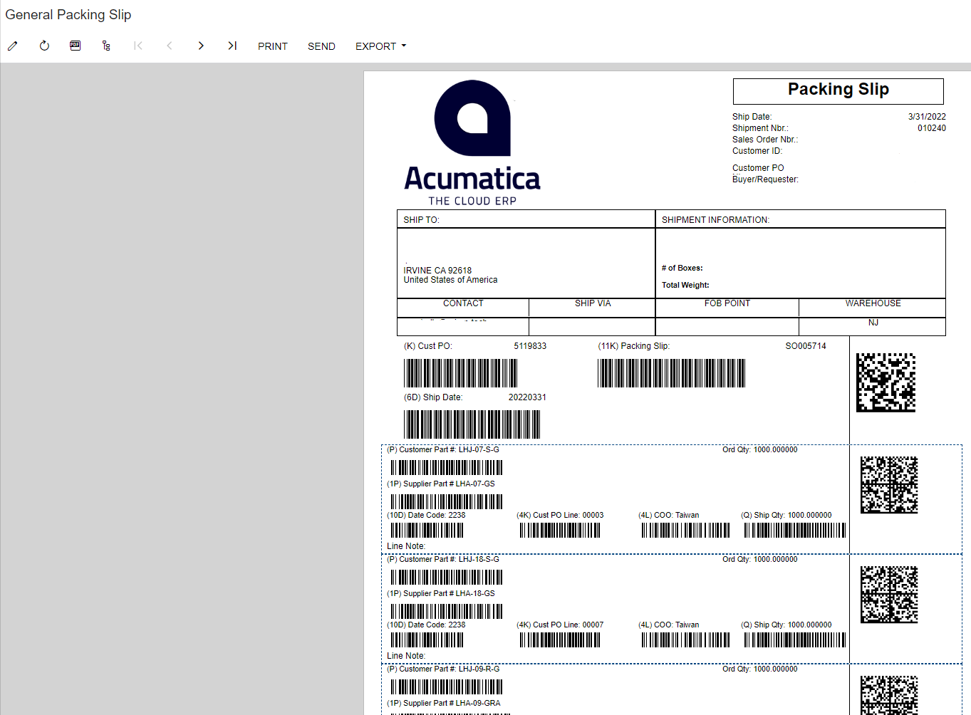 Ajouter des codes à barres 2D aux rapports Acumatica