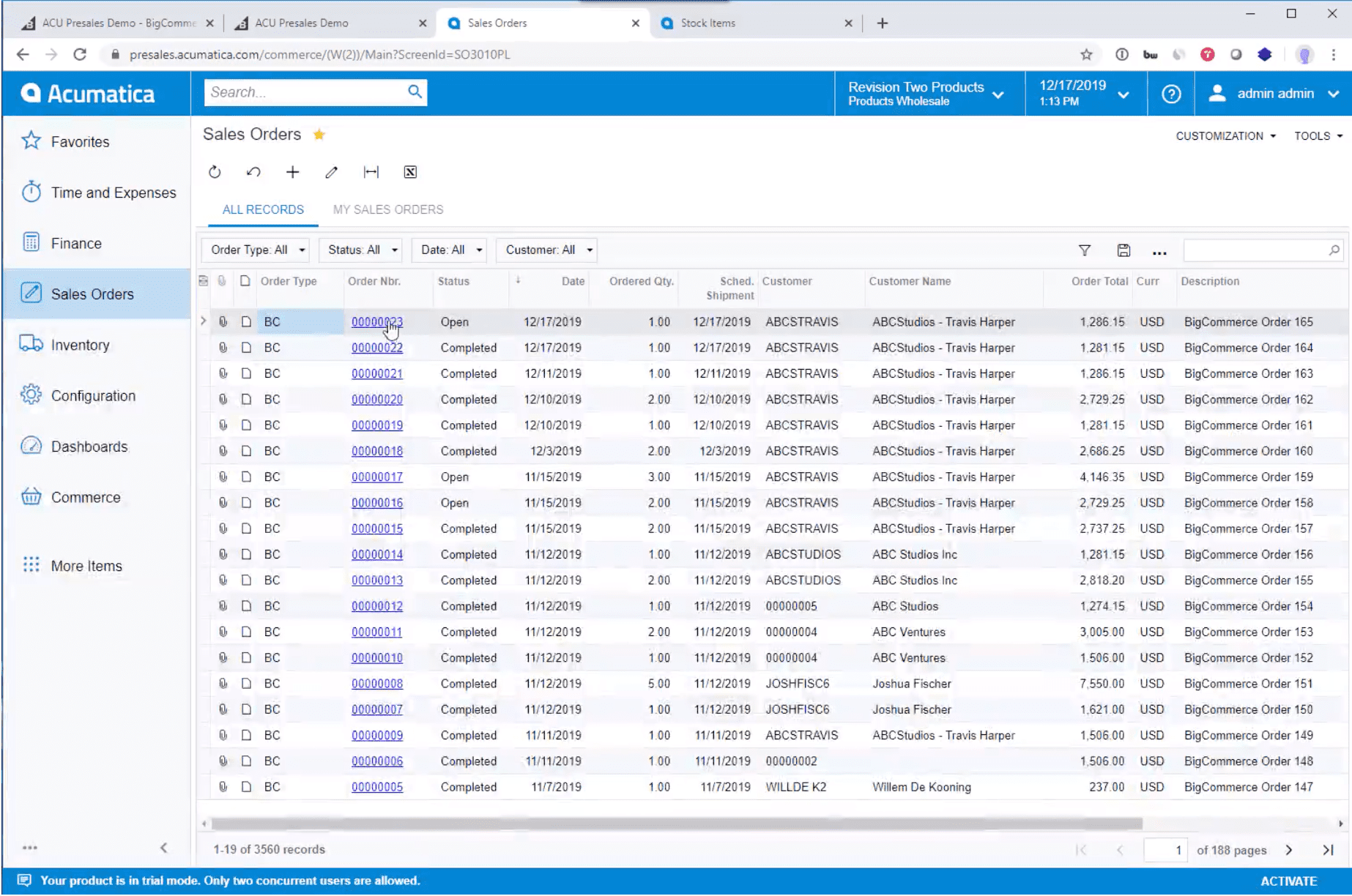 Visuels d’intégration BigCommerce + Acumatica