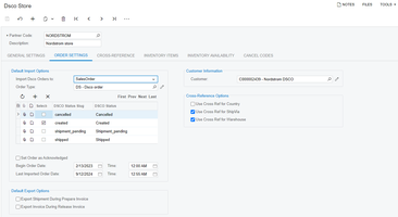 Paramètres de commande