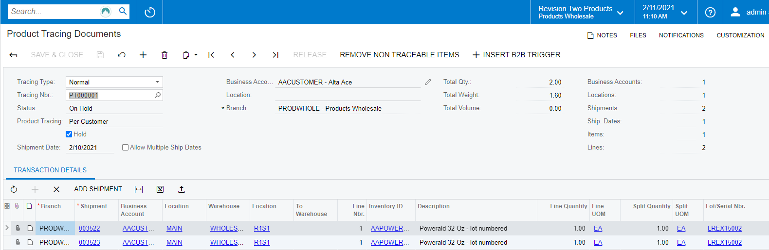 Product Tracing