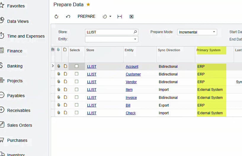 Object sync from Acumatica to BILL