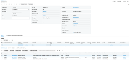 Gestion de la qualité pour Acumatica- Commande QC
