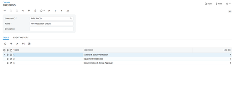 Gestion de la qualité pour Acumatica - Liste de contrôle
