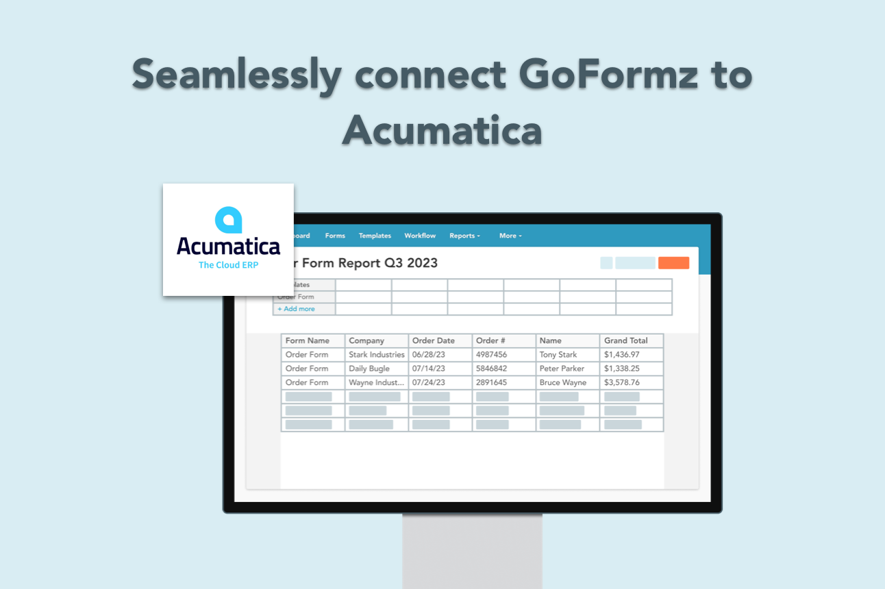 Integrate your GoFormz digital forms with Acumatica