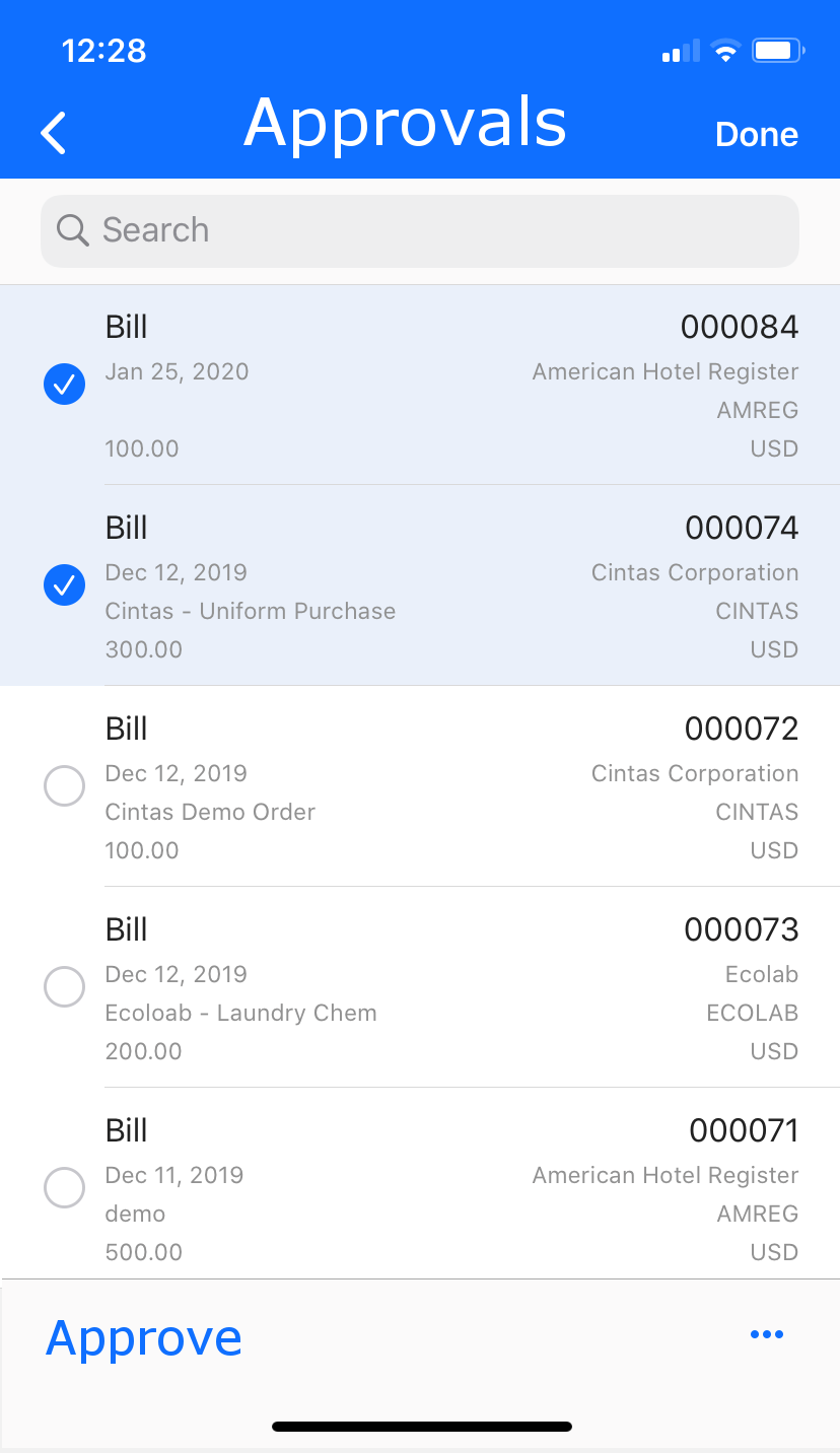 Mobile app accounts payables approvals