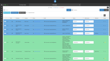 Appel d’offres - Vue contacts