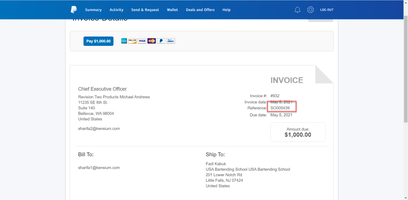 Customer PayPal Invoice with SO Number as Reference Number