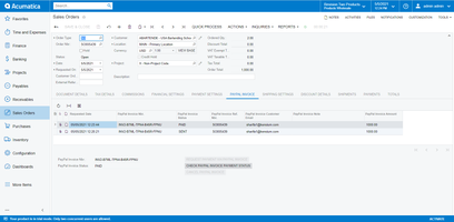 Completed PayPal Payment on Sales Order