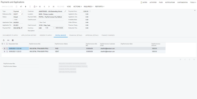 PayPal Invoicing on the Payments & Applications Screen
