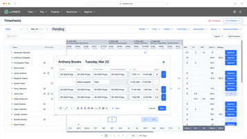 Feuilles de temps quotidiennes