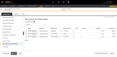 Renseignements sur la ligne de document