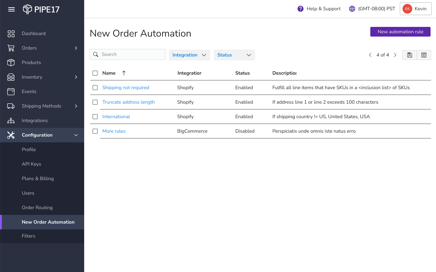 Order Automation between endpoints