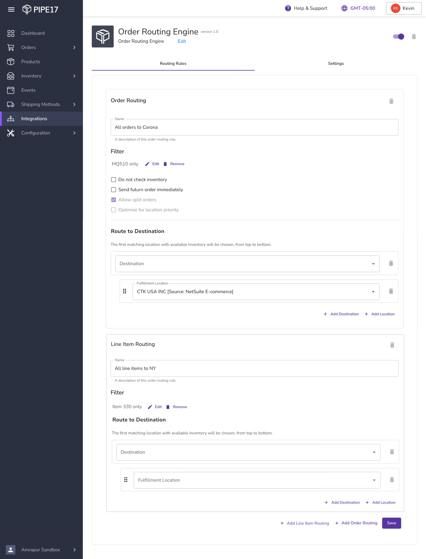 Built in Order Routing