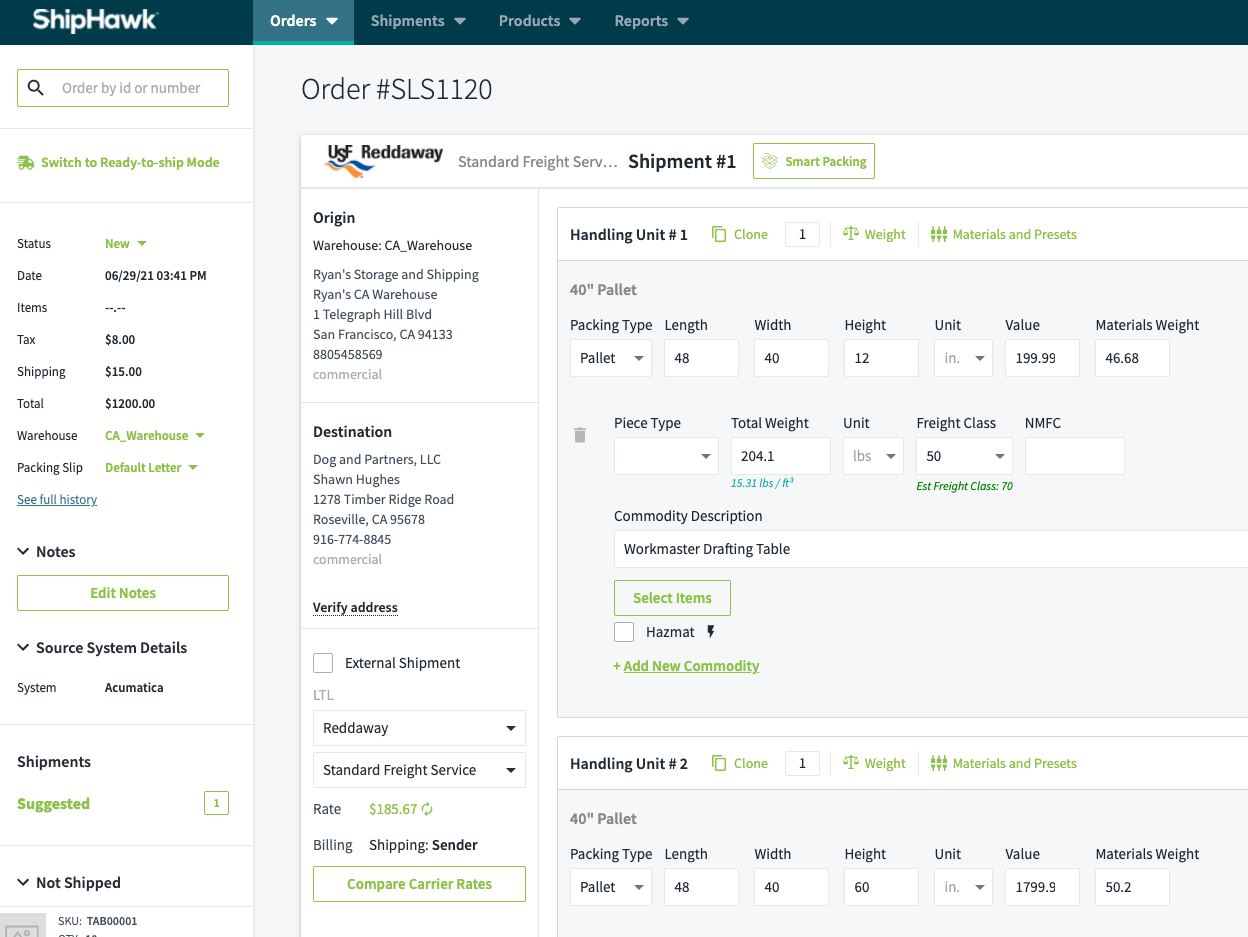 LTL Order Example