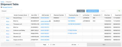 Tableau d'expédition