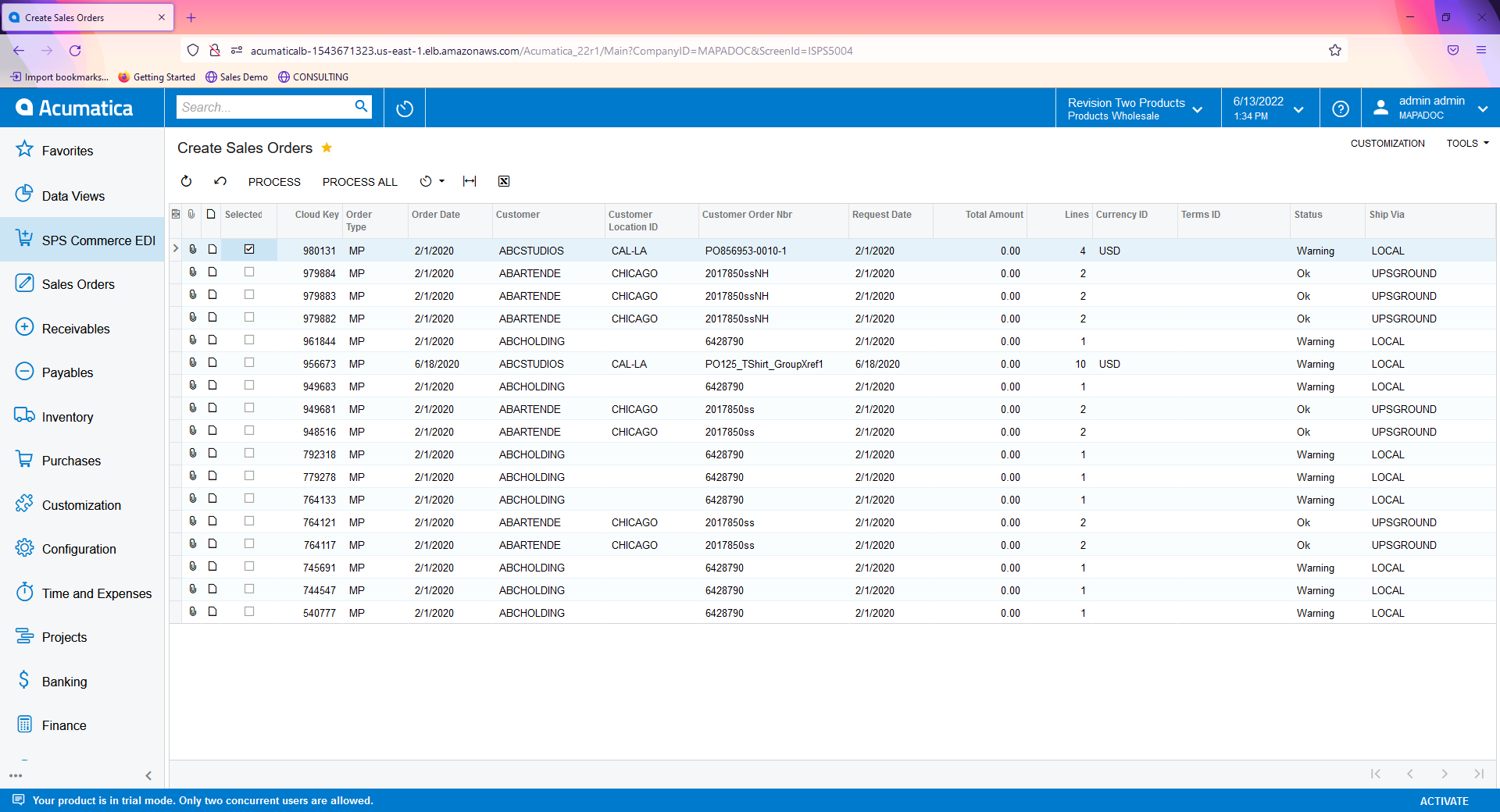 Créer des commandes clients