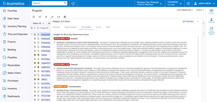 Project key performance area AI insights.