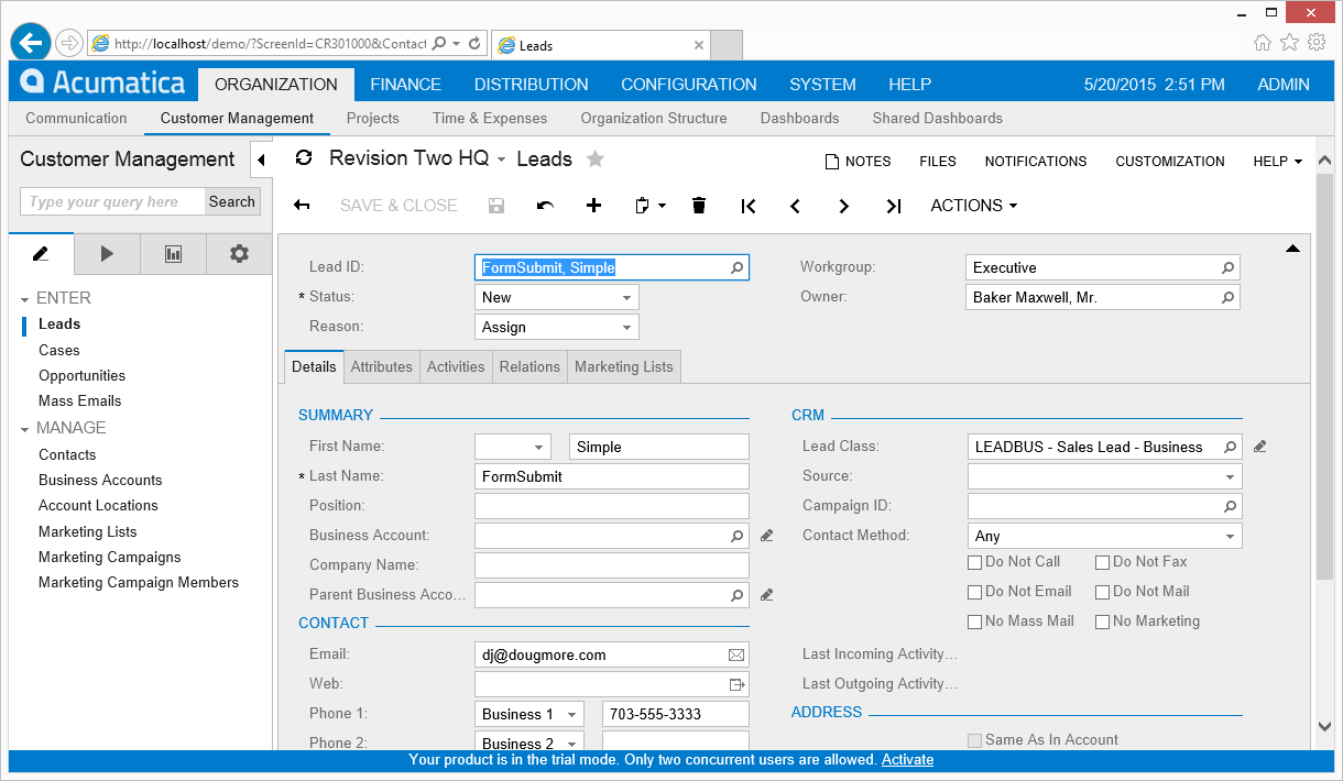 A simple form added to our website