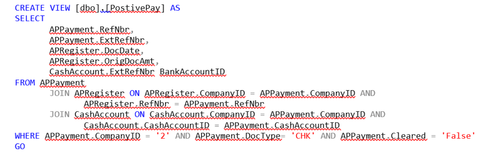 Create SQL View