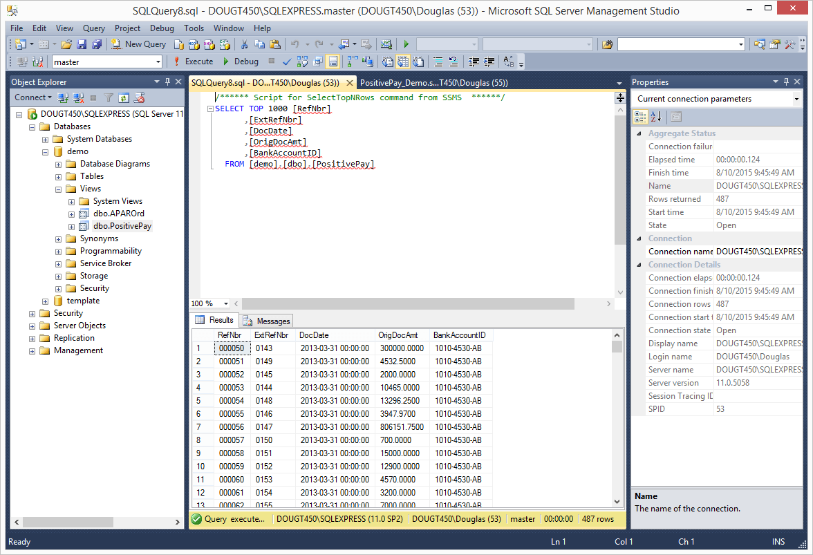 Payment Transactions with RevisionTwo demo data