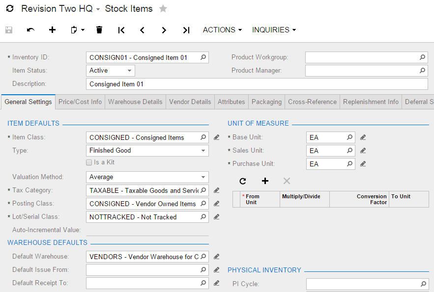 Revision Two HQ - Stock Items.