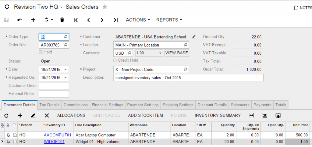 How to Implement Consigned Inventory in Acumatica Cloud ERP Software