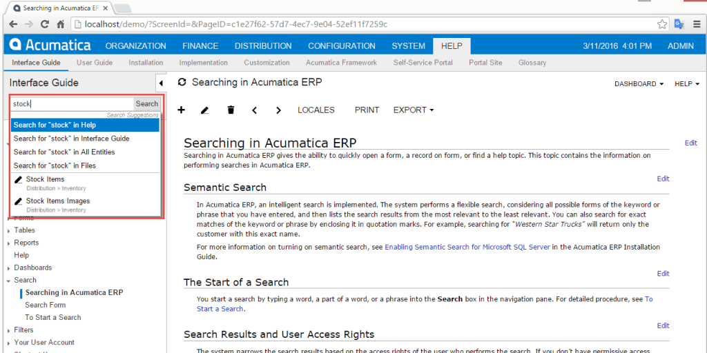 Universal Search in Acumatica