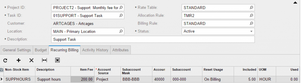Recurring Billing Using Projects