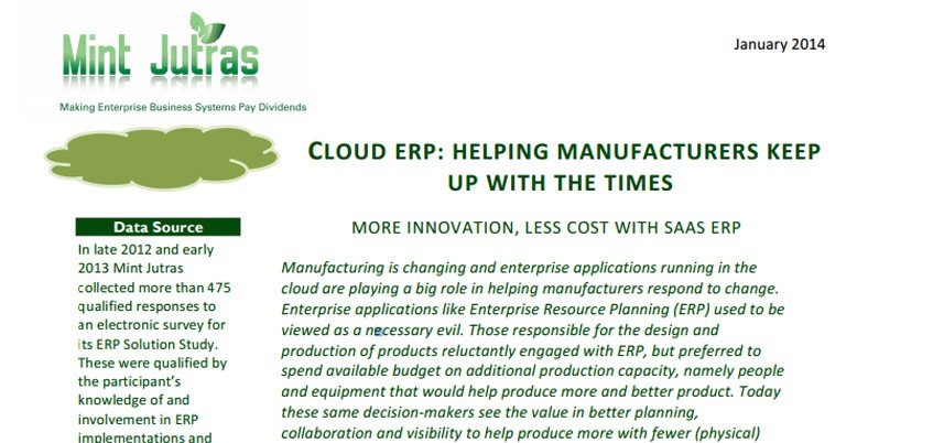Cloud ERP: Helping Manufacturers Keep up with the Times