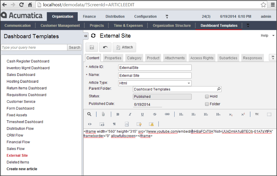 Paste the code into your Acumatica wiki page Paste the code into your Acumatica wiki page