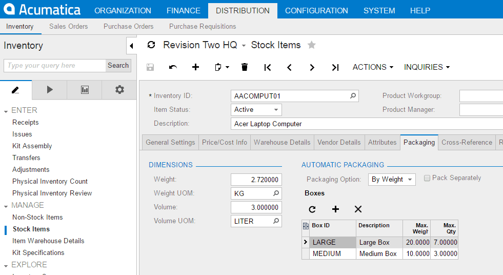 Setup Automatic Packaging for your Stock Items