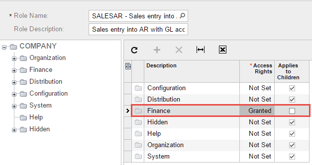 Set Finance Suite permission to Granted