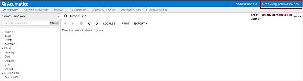 Final result of Acumatica and Azure integration.