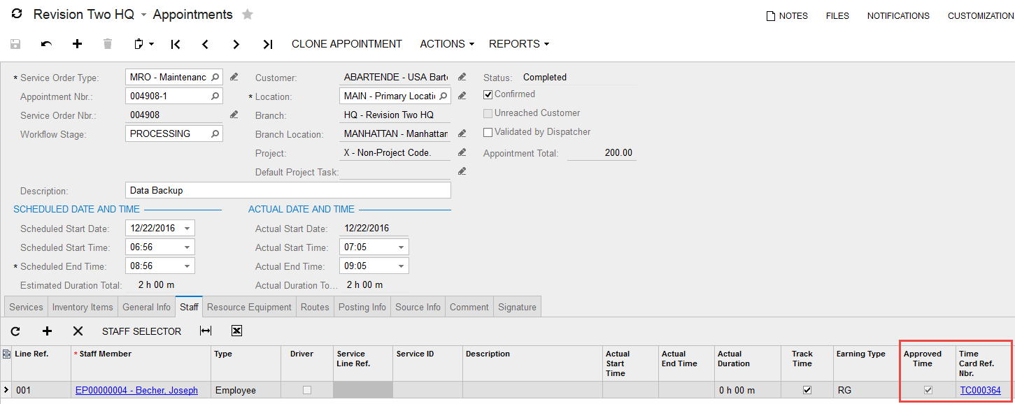 Associated timecard has been approved Associated timecard has been approved