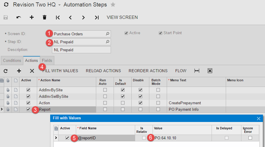 Add Report to Menus using Automation Steps