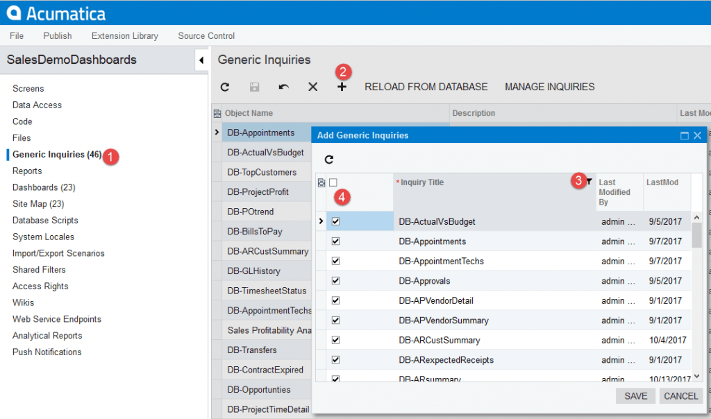 SalesDemoDashboards - Add Generic Inquiries