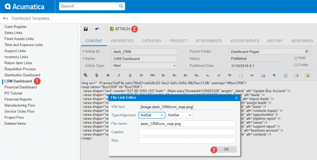 Upload Wiki File Into CRM Dashboard