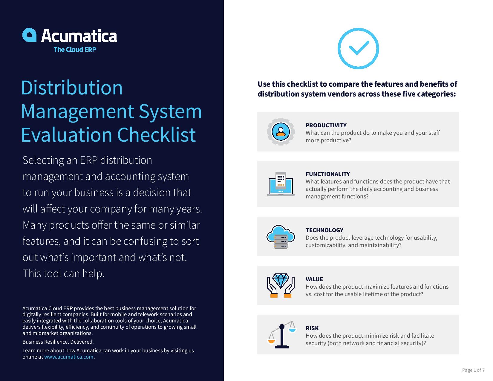 Compare distribution ERP systems with this free checklist.
