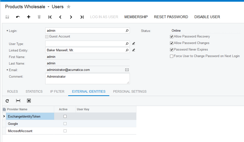 Link External Accounts to Acumatica Accounts