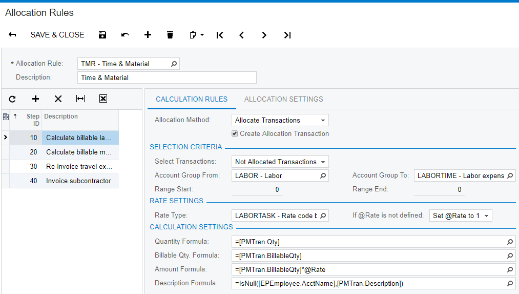 Allocation rule example