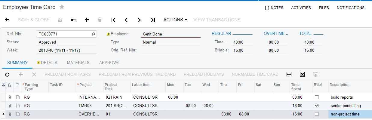 Create timecards 