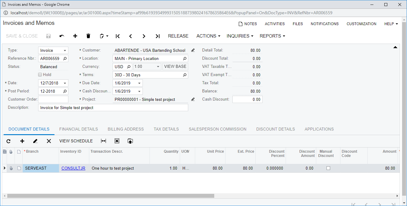 get an invoice based on the billing rule