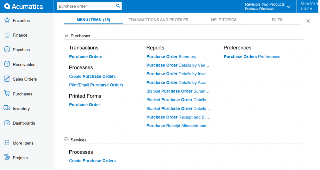 Acumatica 2019 R1 - Improved help search via ML