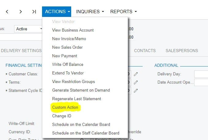 Customization project - Custom Action.