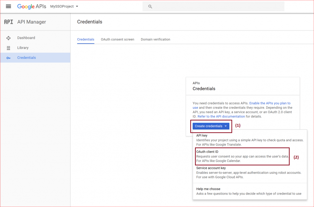 Google APIs - My Project - Credentials.