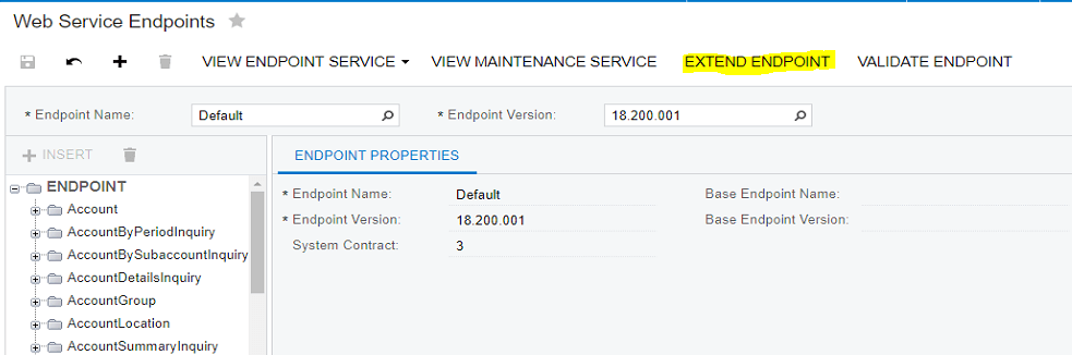 Web Service Endpoints segment