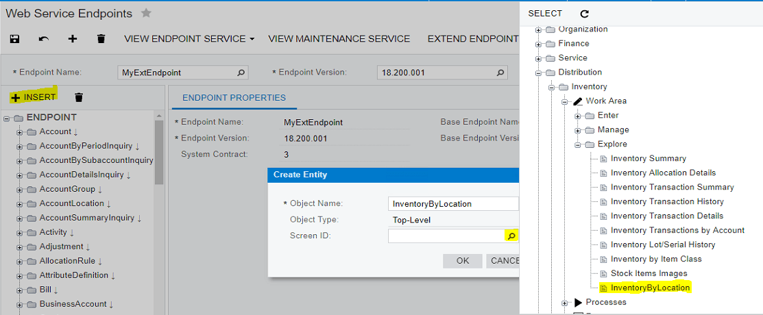 Endpoint Properties - Creation of Entity