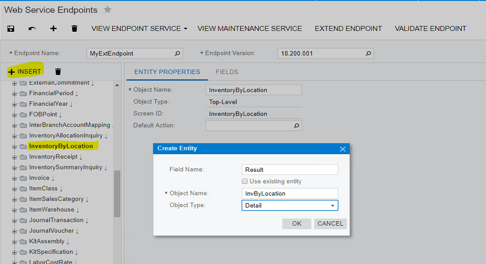 Entity Creation at Web Service Endpoints section