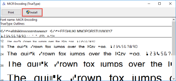 MICR Encoding (Truetype) -Install